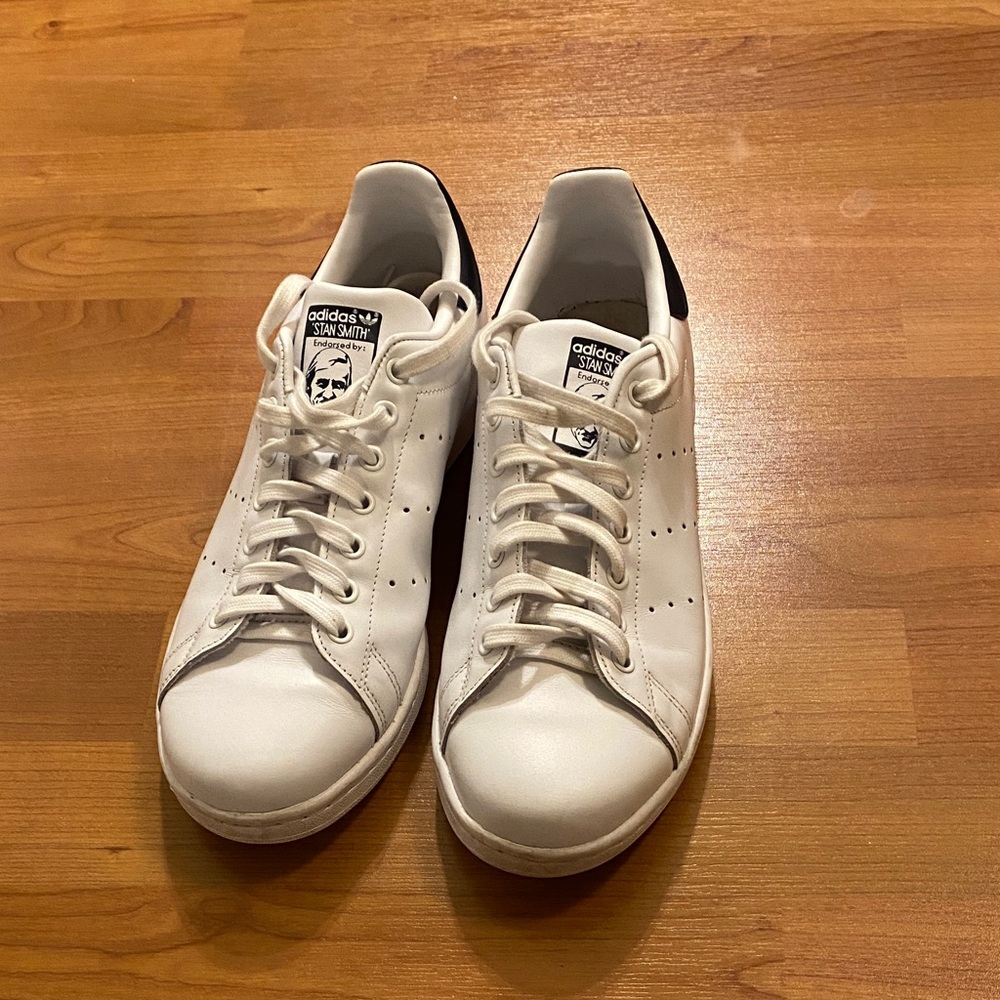 White and Navy Stan Smith Adidas Sneakers
